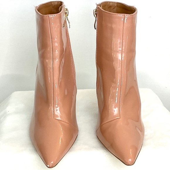 Qupid Blush Pink Patent Leather High Heel Stiletto Pointy Toe Ankle Boot  sz 7 - Picture 2 of 15